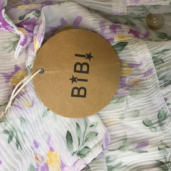 BIBI Floral Print Sheer Oversized Button Down Shirt Blouse Women XL - Picture 8 of 10